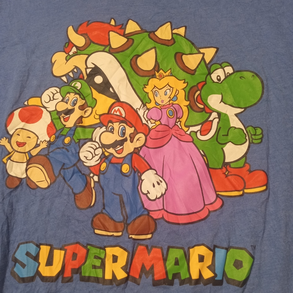 Hanes Short Sleeve Tees in Blue and Red with Super Mario Design